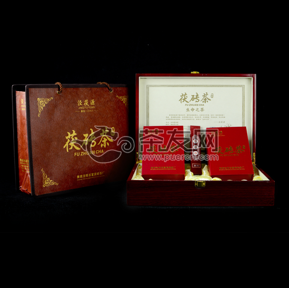 2014年百富茯茶 红木盒 泾阳茯砖黑茶 720克